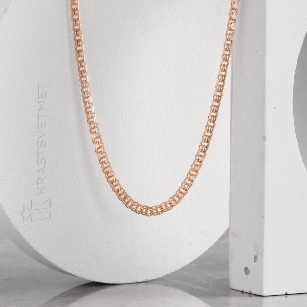 Цепь из красного золота 585, плетение «Гарибальди»